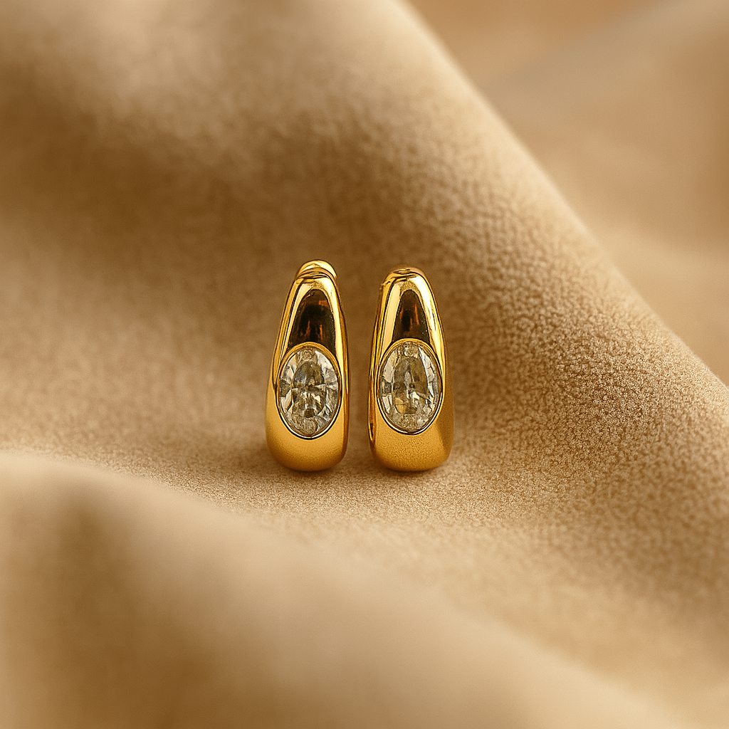 Sparkling Oval Hoop Earrings