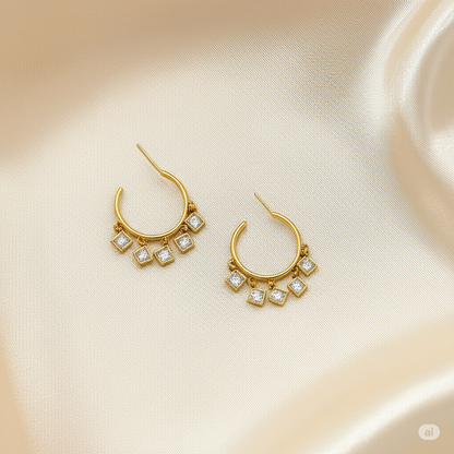 Twinkling Crystal Hoops
