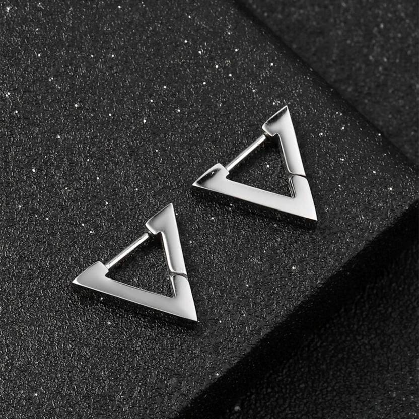 Sharp-edge silver earrings in triangle design – Peppy Pink