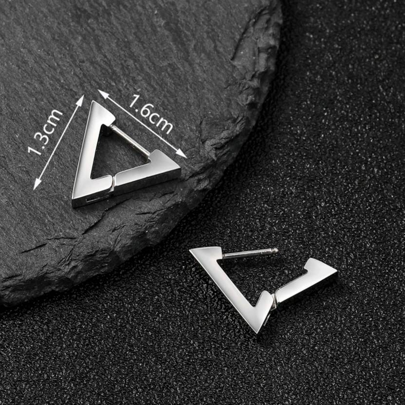 Rhodium-plated minimalist triangle earrings – anti-tarnish