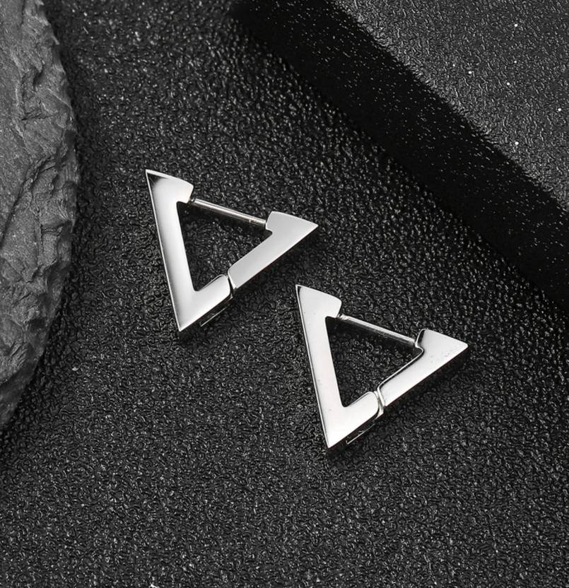Geometric silver stud earrings with triangle silhouette