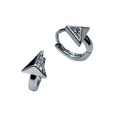 Edgy rhodium-plated arrowhead studs – Peppy Pink