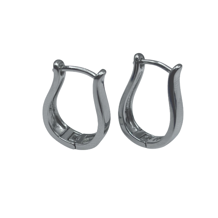 Polished rhodium-plated curved earrings for women
