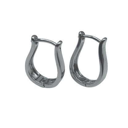Polished rhodium-plated curved earrings for women