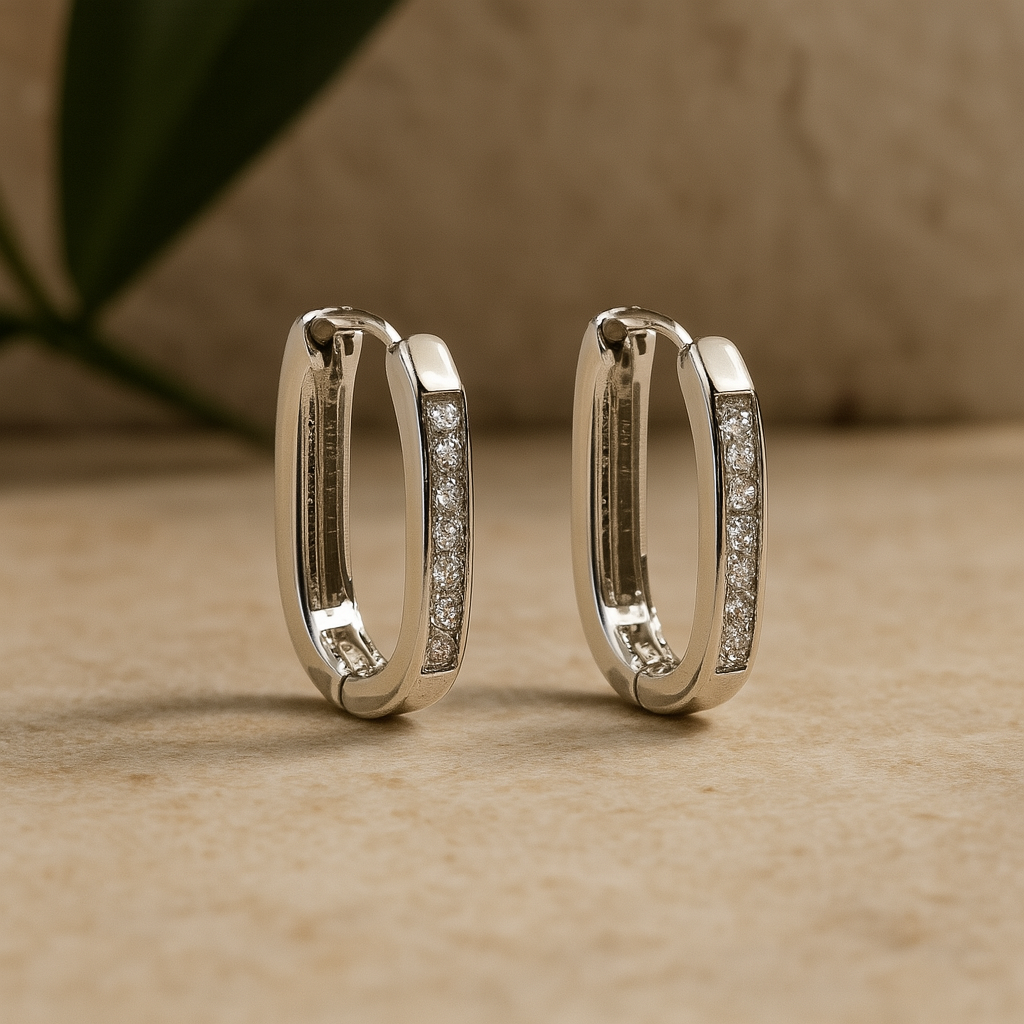 Shimmer Silver Hoops