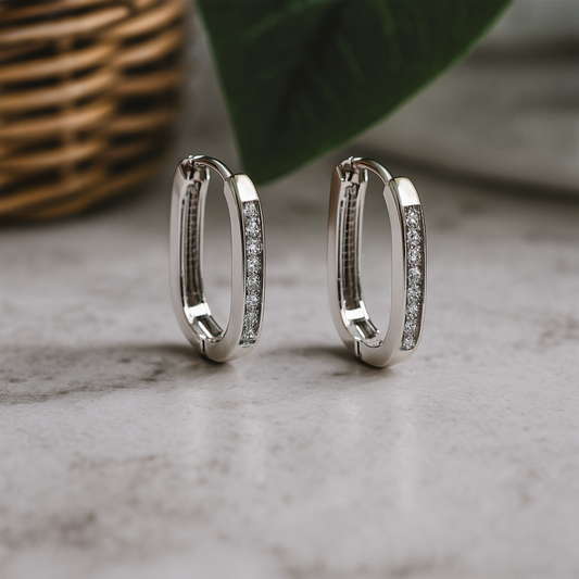 Shimmer Silver Hoops