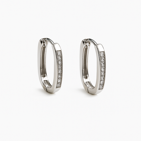 Shimmer Silver Hoops