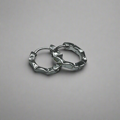 Pixel Hoops in rhodium-plated silver – Peppy Pink