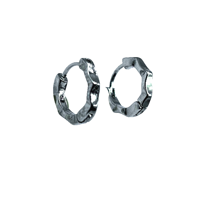 Geometric pixel hoop earrings in rhodium-plated silver – Peppy Pink