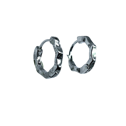 Geometric pixel hoop earrings in rhodium-plated silver – Peppy Pink