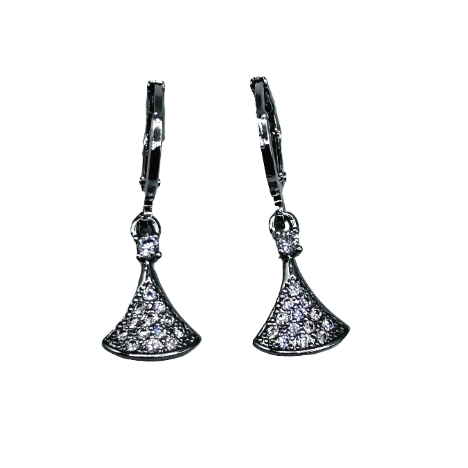 Modern triangle dangle earrings with crystals