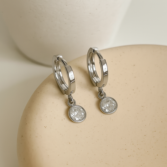 Silver CZ Drop Earrings