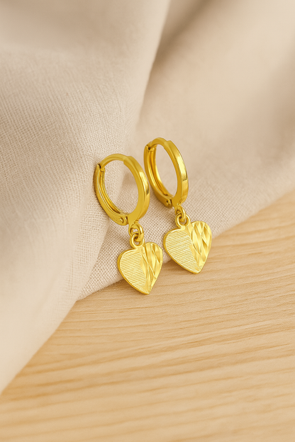 Grooved Heart Earrings