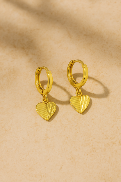 Grooved Heart Earrings