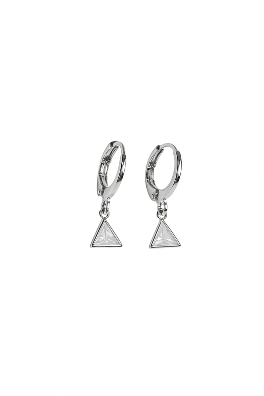 Silver Triangle Hoops