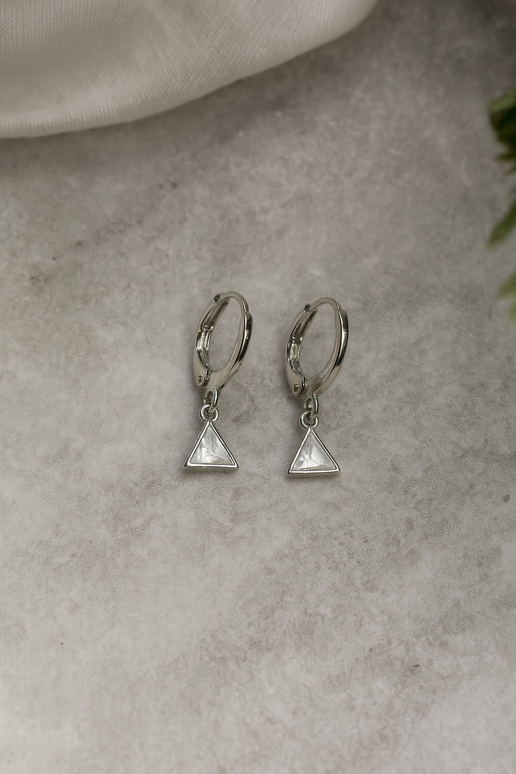 Silver Triangle Hoops