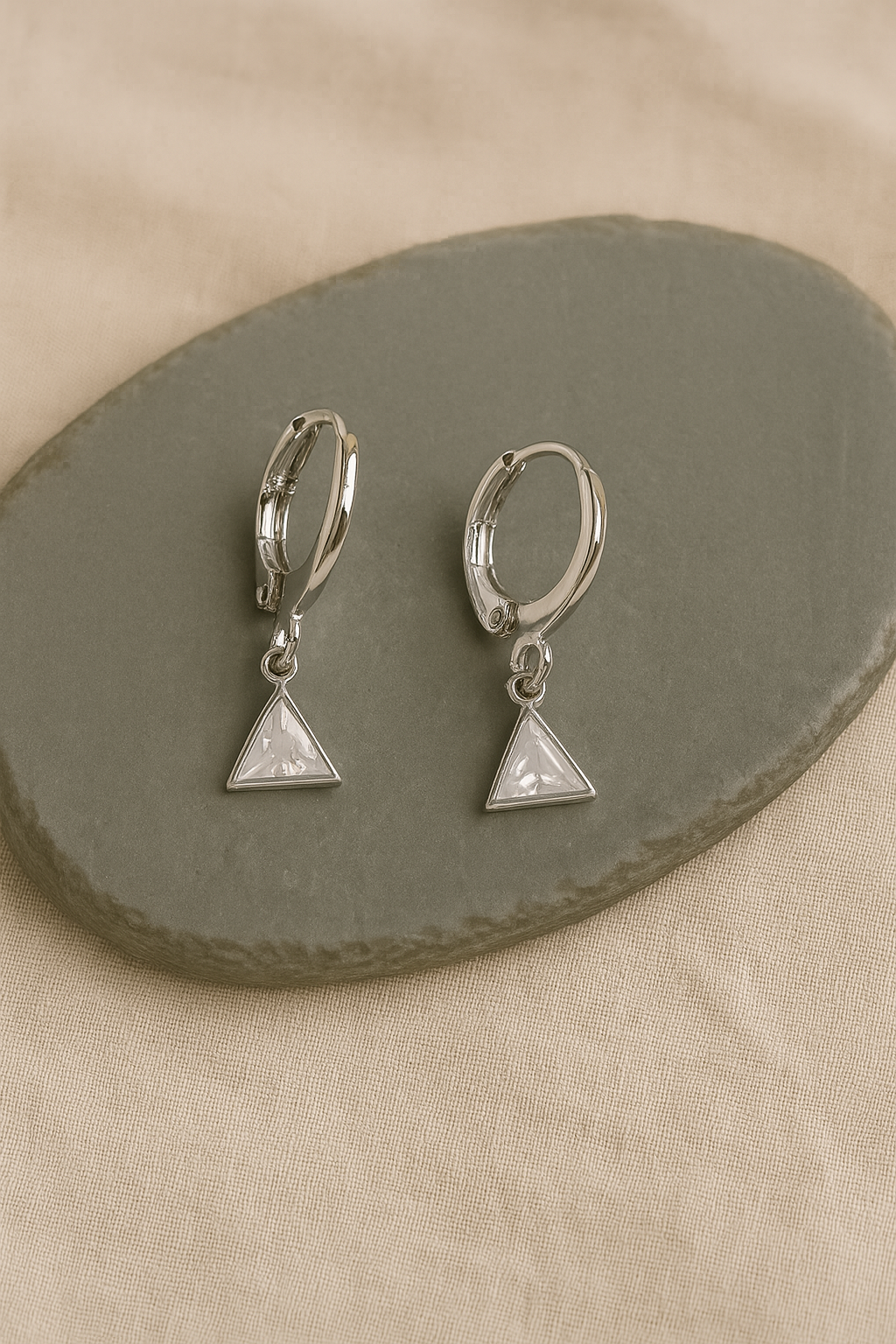 Silver Triangle Hoops