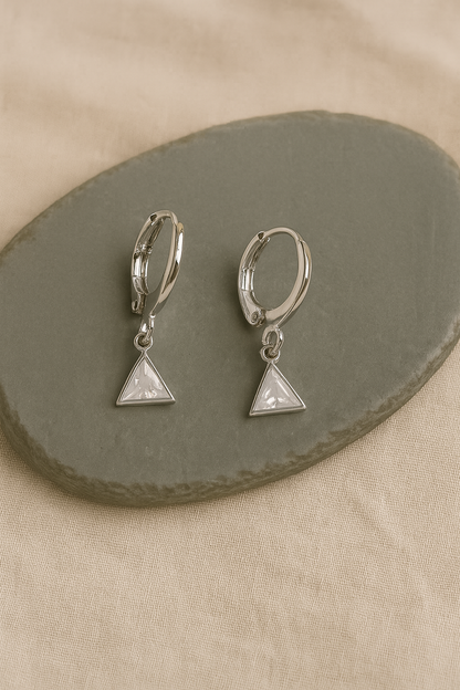 Silver Triangle Hoops