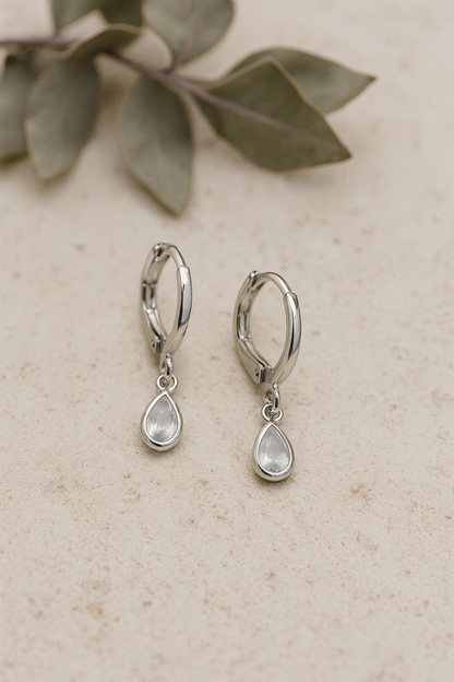 Mini Crystal Drop Hoops