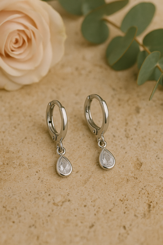 Silver Pear Drop Earrings