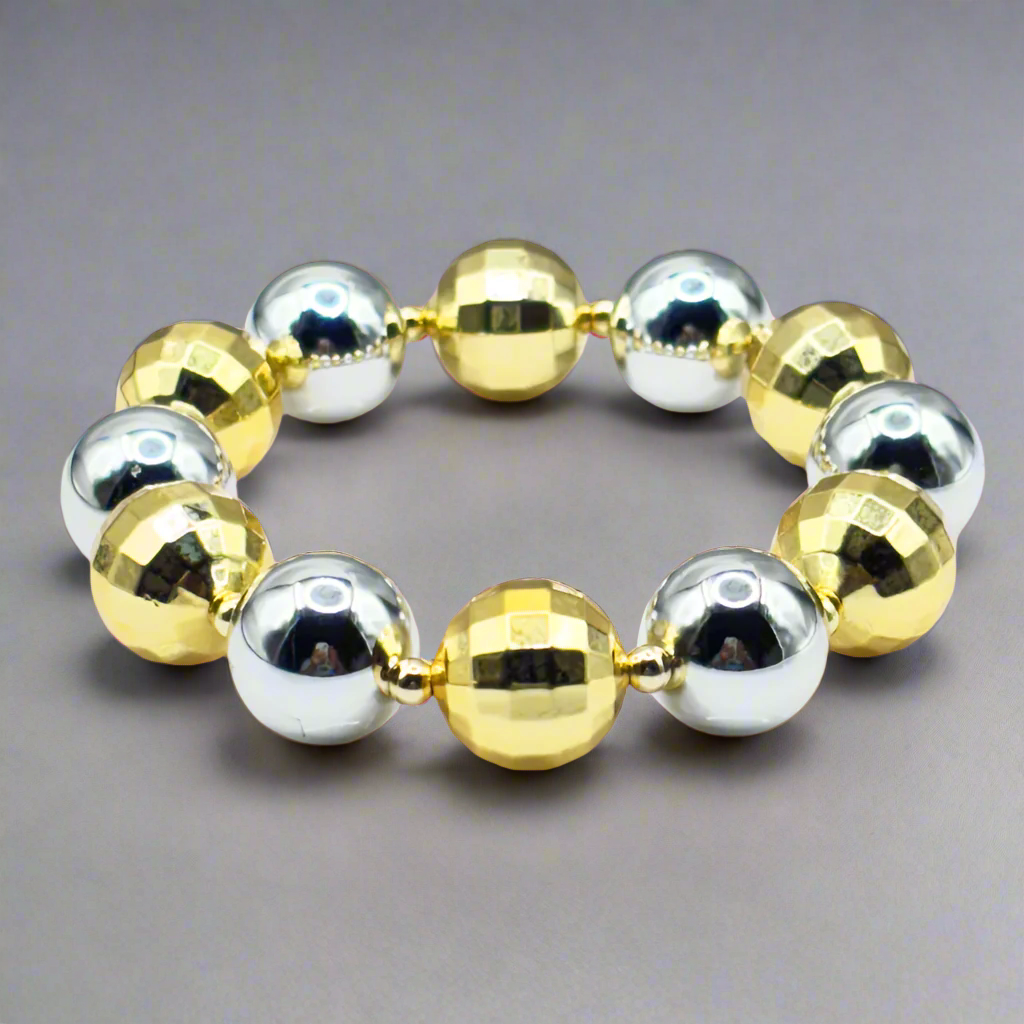 Party Ball Bracelet in gold and silver finish – Peppy Pink