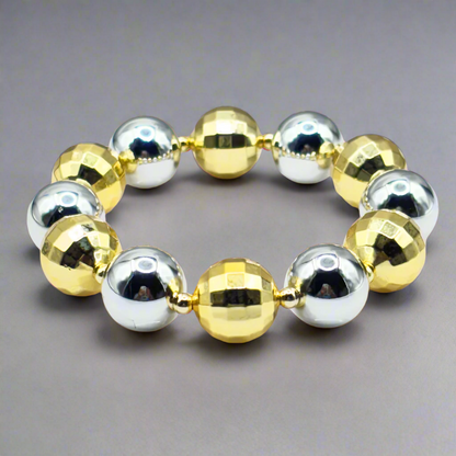 Party Ball Bracelet in gold and silver finish – Peppy Pink