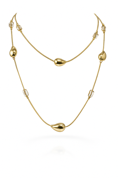 Two-Strand Leaf Charm Necklace