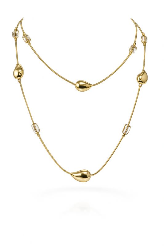 Two-Strand Leaf Charm Necklace
