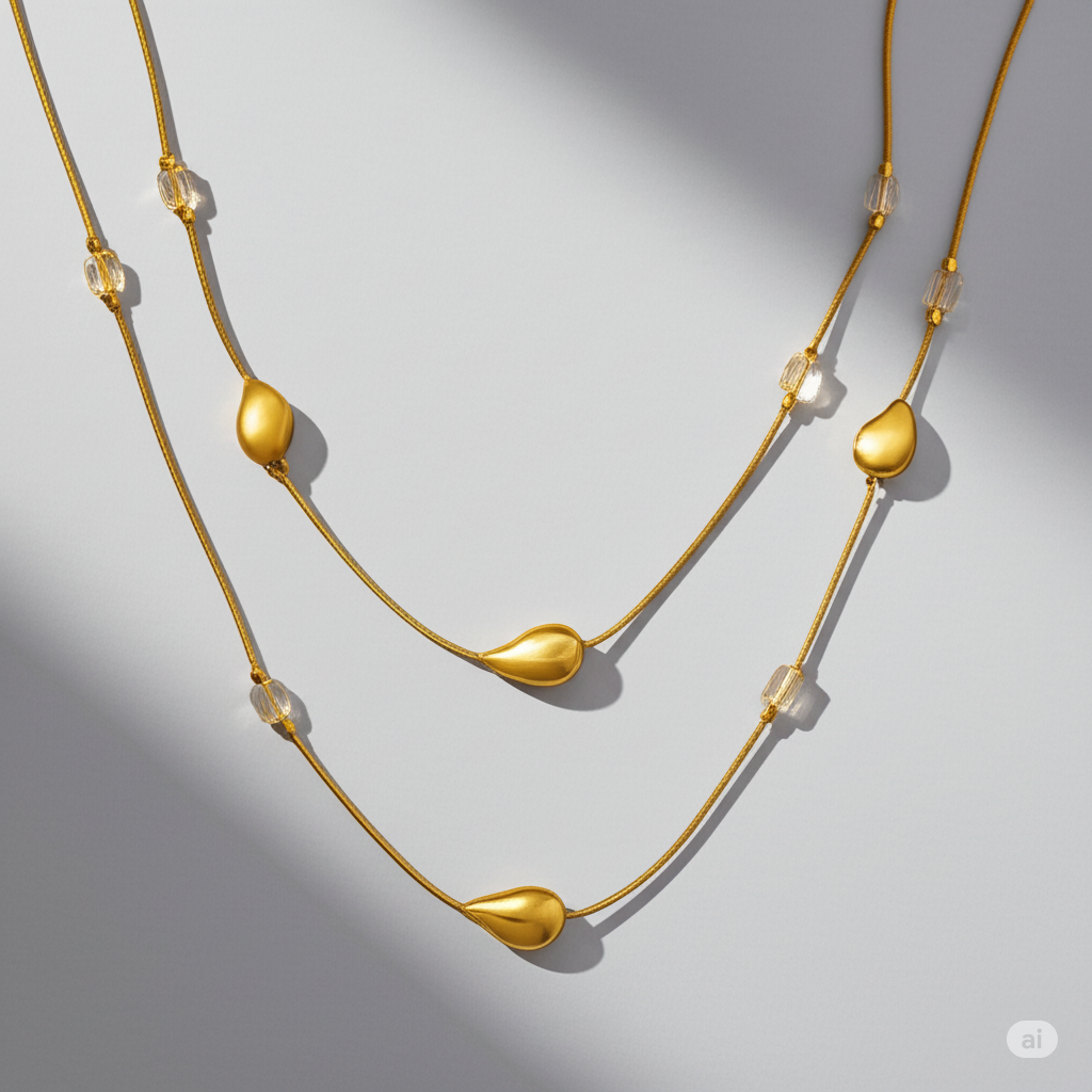 Two-Strand Leaf Charm Necklace