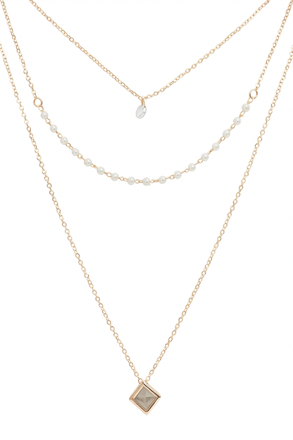 Pearl & Square Necklace