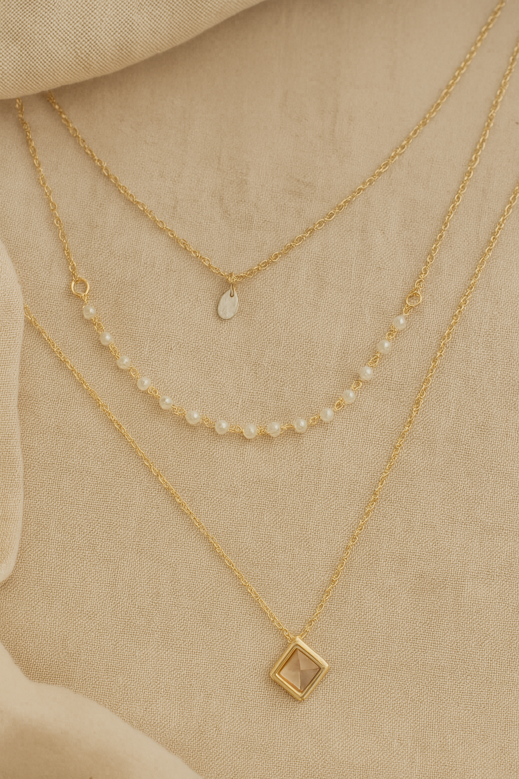 Pearl & Square Necklace