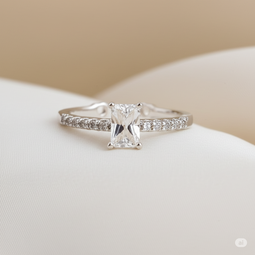 Sparkling Emerald Cut Ring