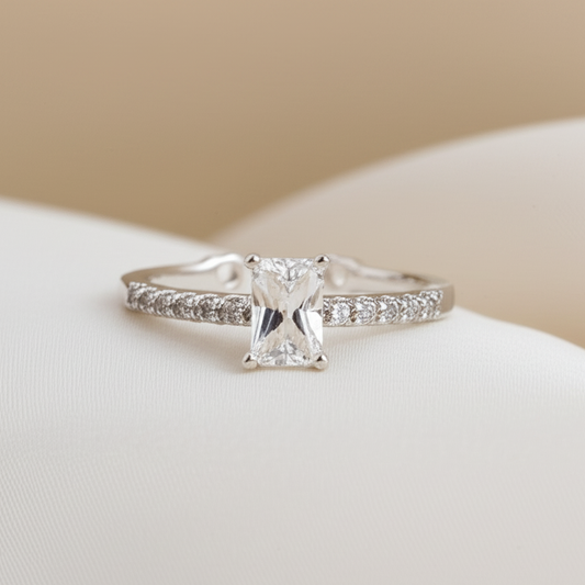 Sparkling Emerald Cut Ring