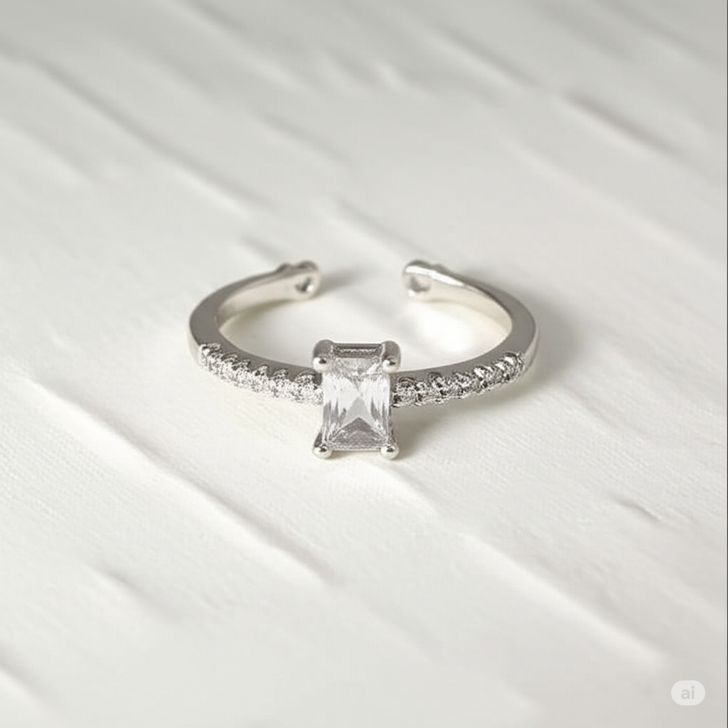 Sparkling Emerald Cut Ring