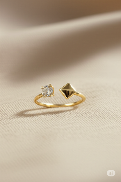 Golden Baguette Duo Ring