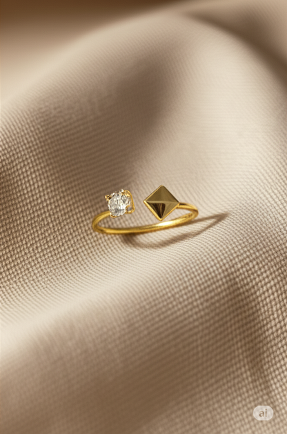 Golden Baguette Duo Ring