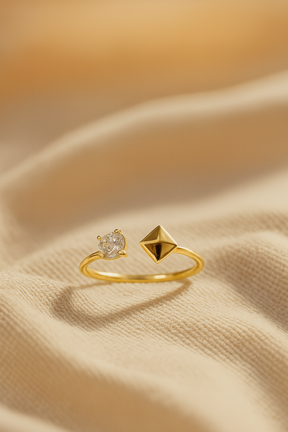 Golden Baguette Duo Ring