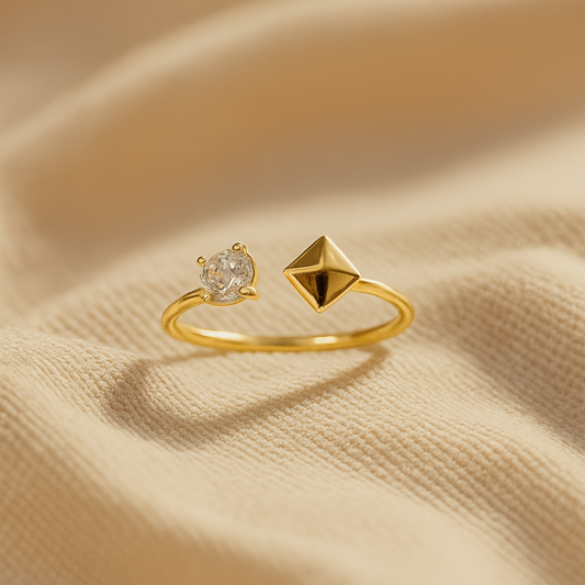 Golden Baguette Duo Ring