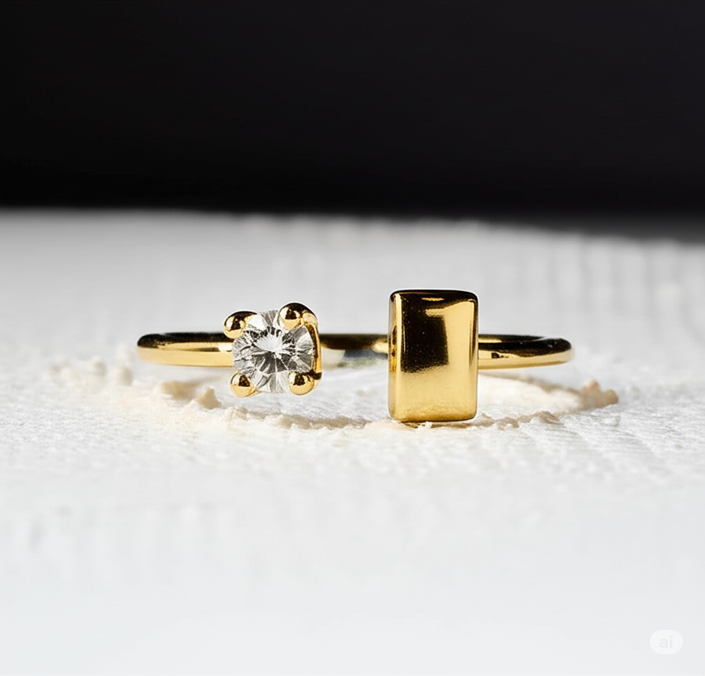Golden Cushion Duo Ring