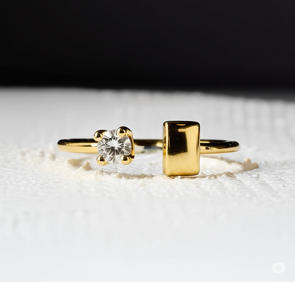 Golden Cushion Duo Ring