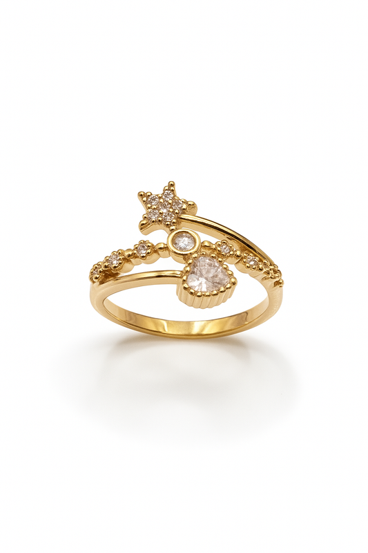 Starry Heart Trio Ring