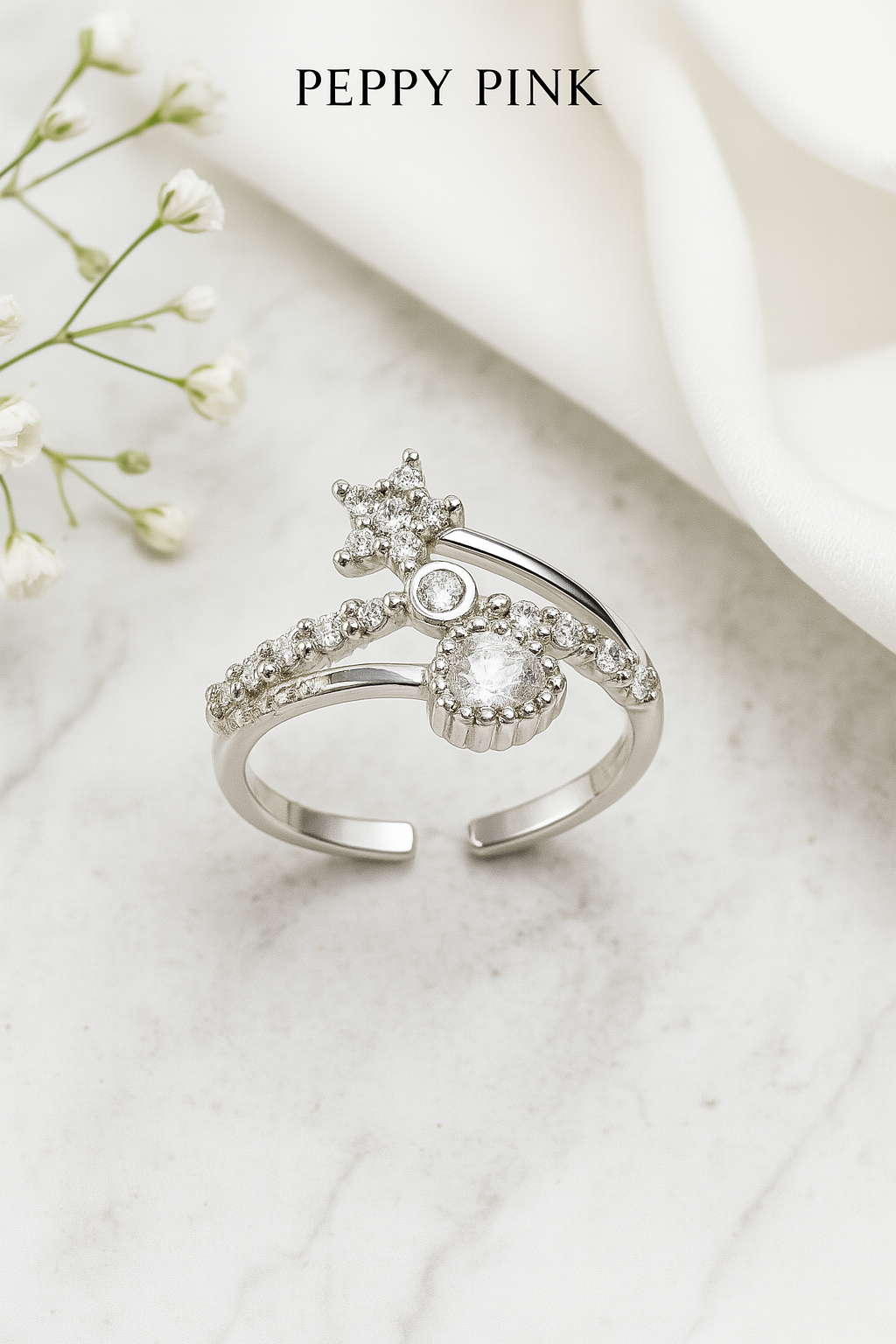 Starry Heart Trio Ring