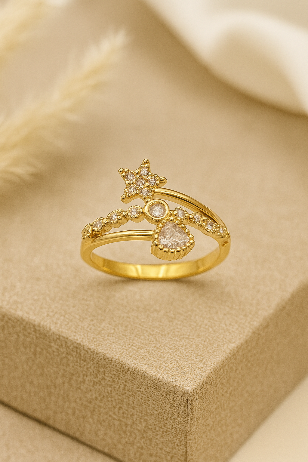 Starry Heart Trio Ring