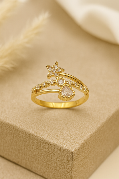 Starry Heart Trio Ring