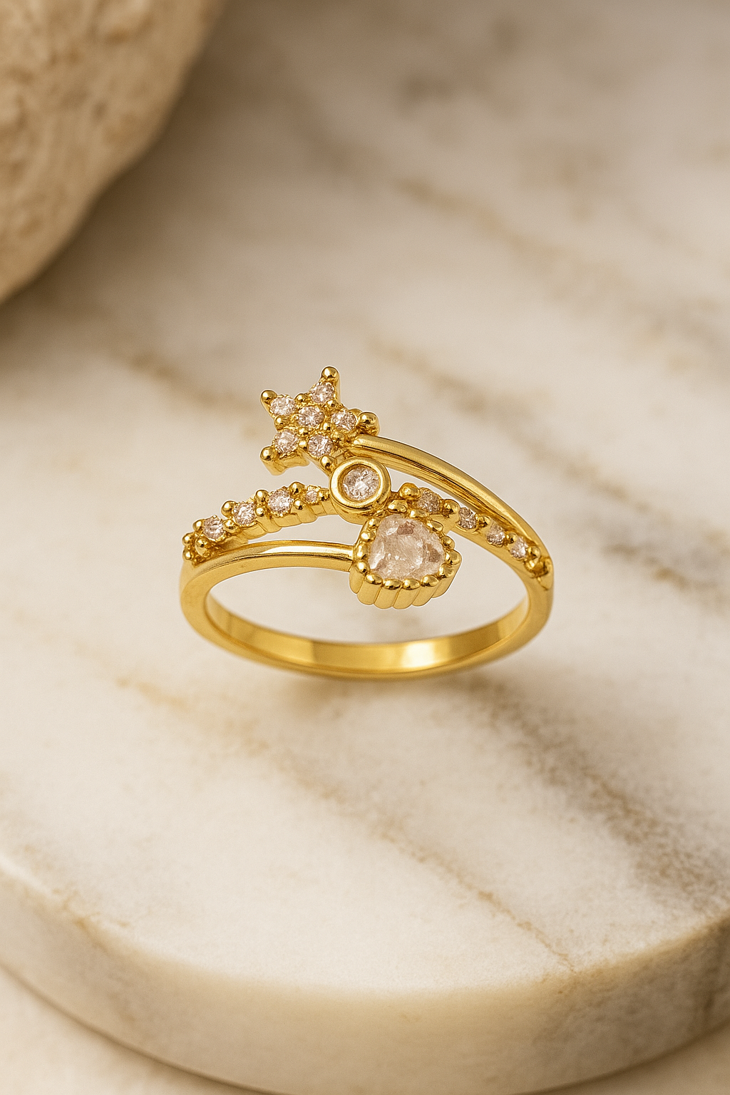 Starry Heart Trio Ring