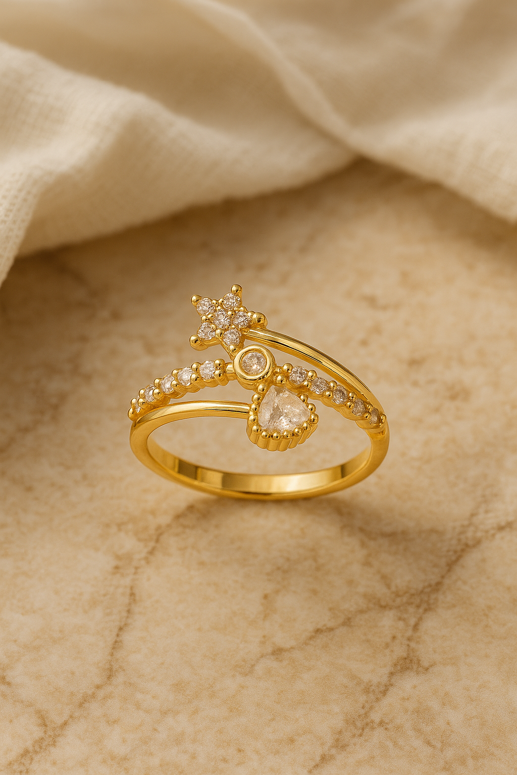 Starry Heart Trio Ring