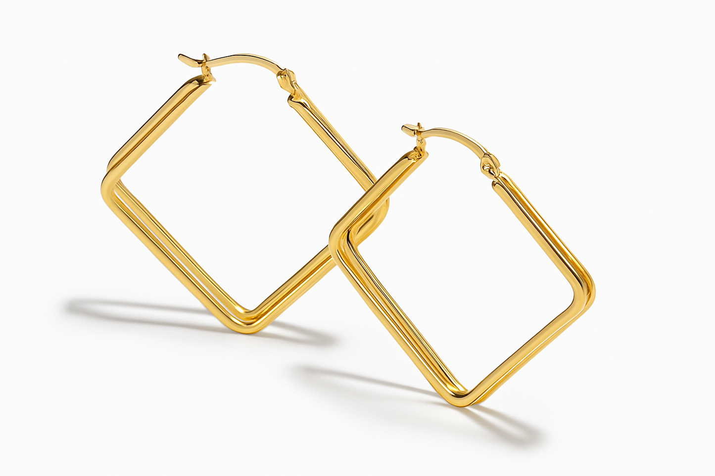 Gold Square Hoops