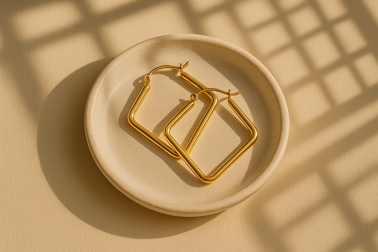Gold Square Hoops