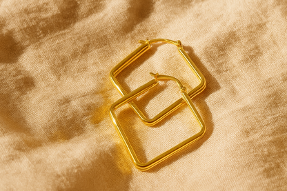 Gold Square Hoops