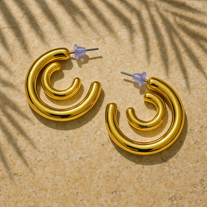 Gold Double C-Hoops